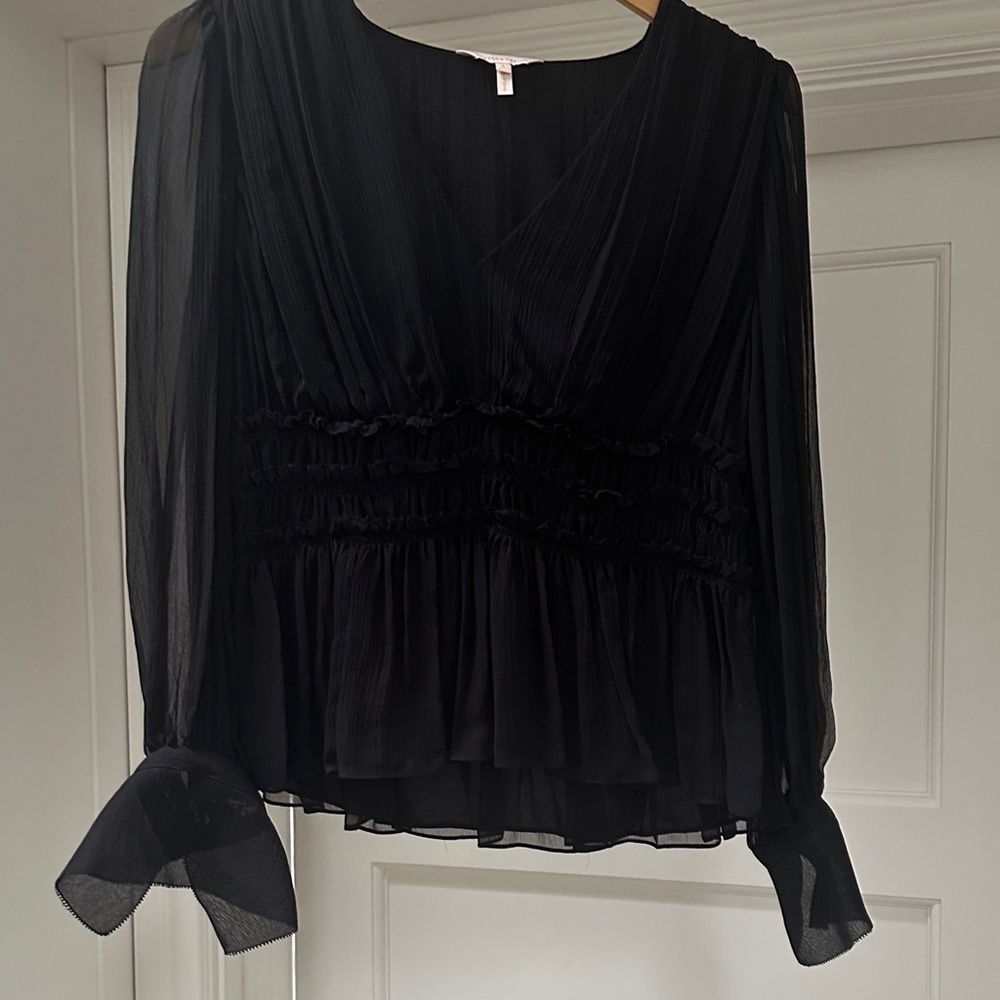 Rebecca Taylor Elegant Black Ruffled Blouse